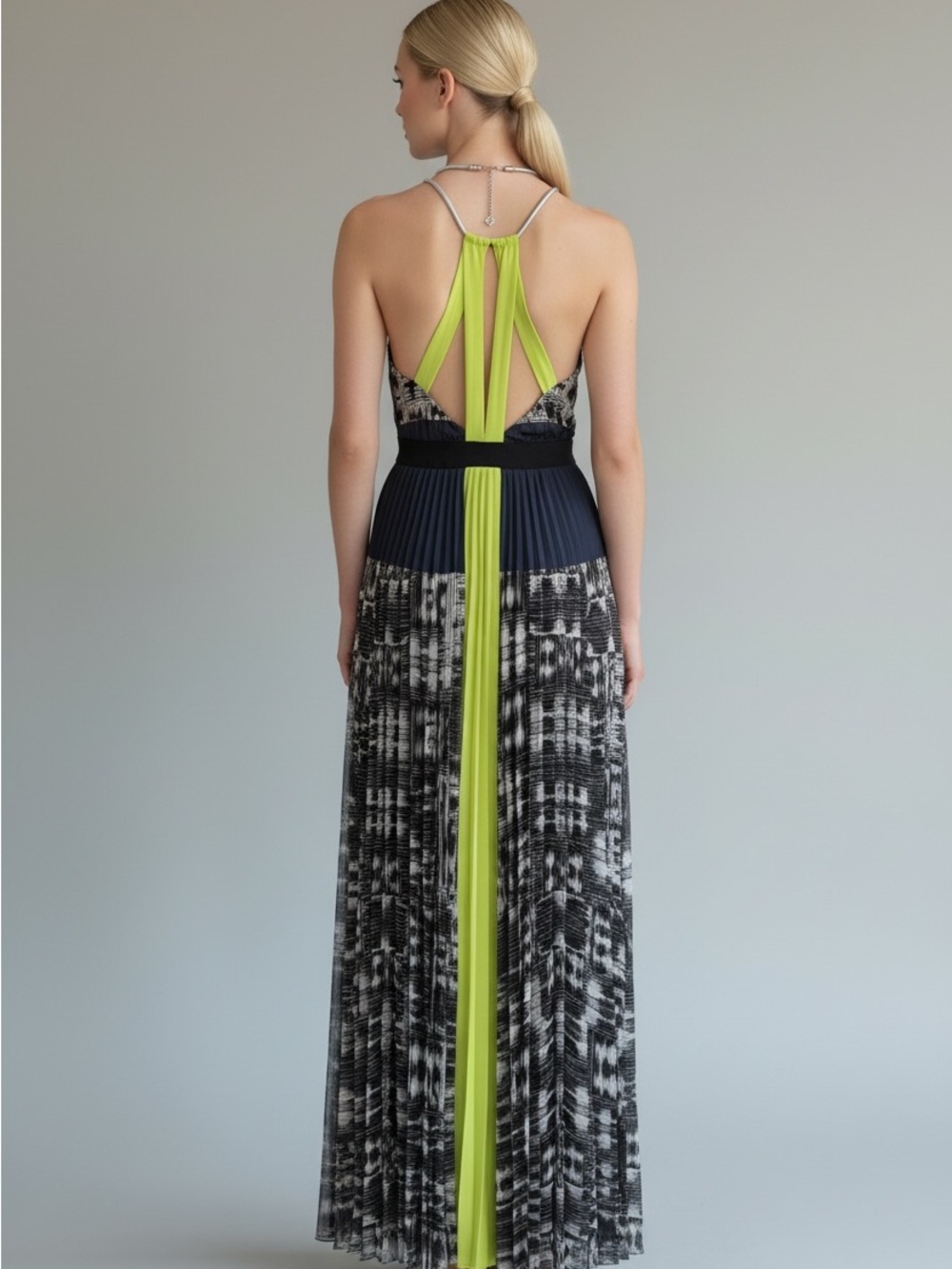 BCBGMaxAzria Constantine Maxi Dress - Long Chiffon Pleated Multicolor - Picture 2 of 8